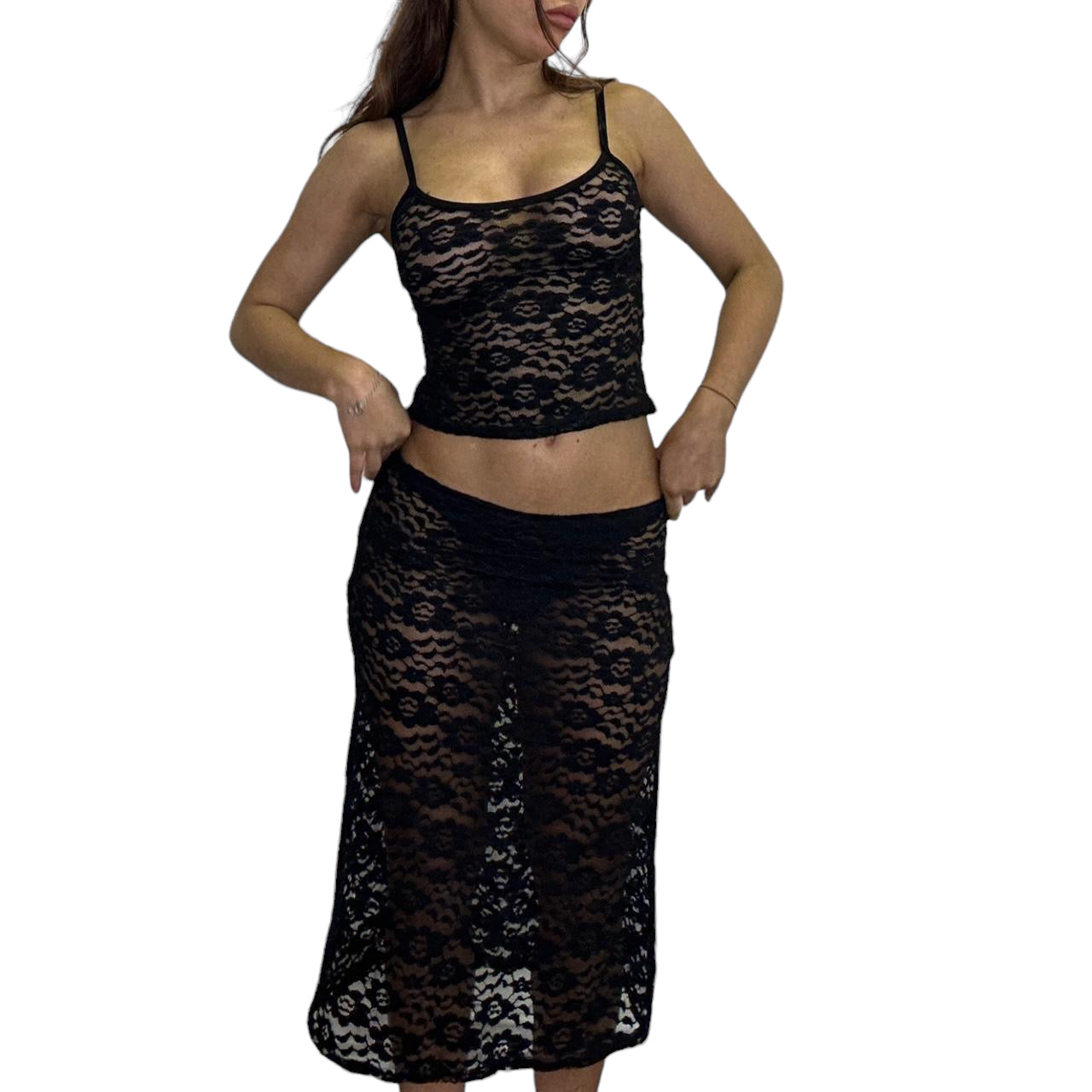 Sania Midi Skirt & Cami Lace Set