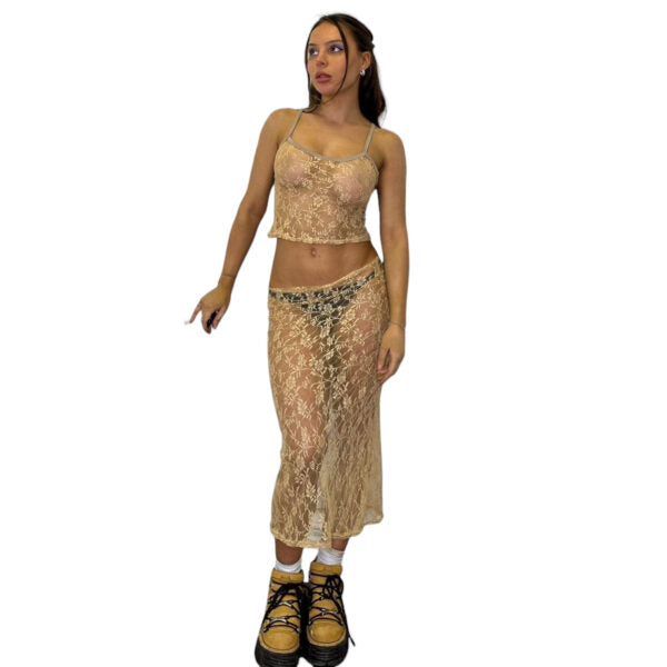 Sania Midi Skirt & Cami Lace Set