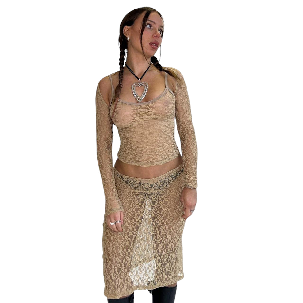 Sania Midi Skirt & Cami Lace Set