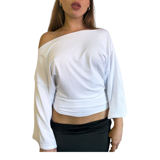 Remy Long Sleeved Off Shoulder Top - White