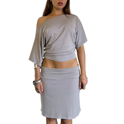 Sofia Foldover A-line skirt - Storm Grey