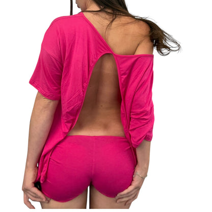 Emma Open Back Top - hot pink