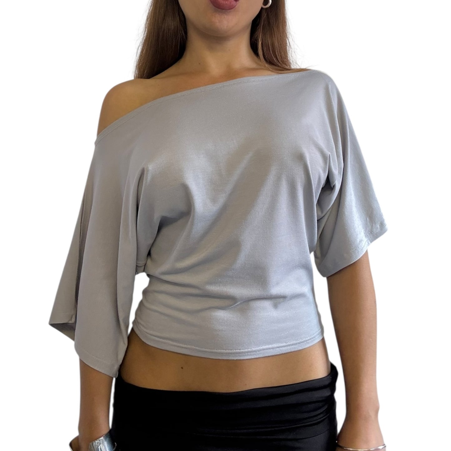 Remy Off Shoulder Top - Ice Grey