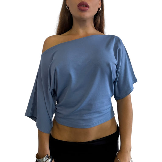 Remy Off Shoulder Top - Steel Blue