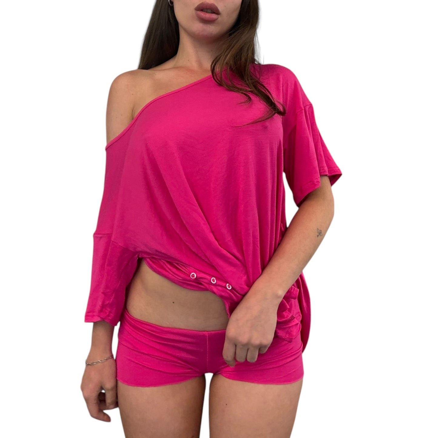 Emma Open Back Top - hot pink