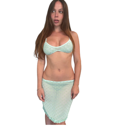 Ines Midi Skirt - Mint Polka Dot