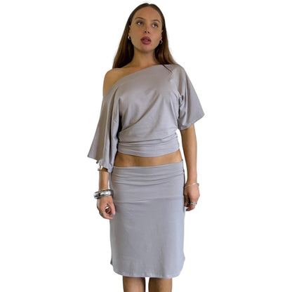 Sofia Foldover A-line skirt - Storm Grey