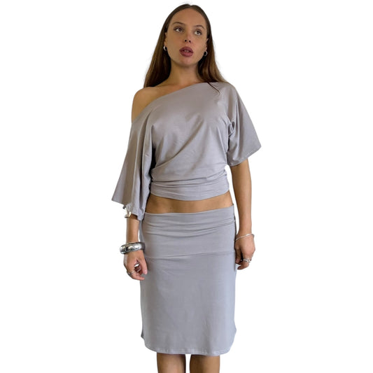 Sofia Foldover A-line skirt - Storm Grey