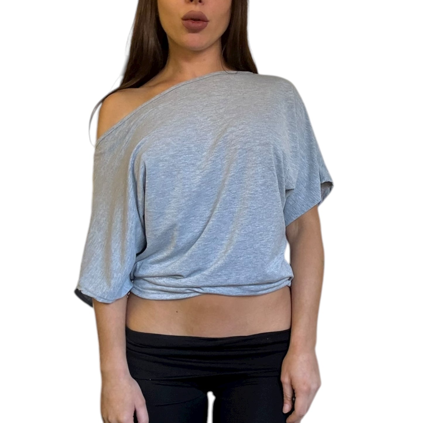 Demi Off Shoulder Top - Marl Grey