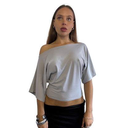Remy Off Shoulder Top - Ice Grey