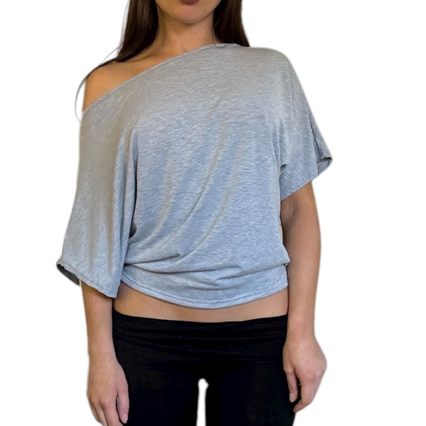 Demi Off Shoulder Top - Marl Grey