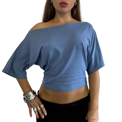 Remy Off Shoulder Top - Steel Blue