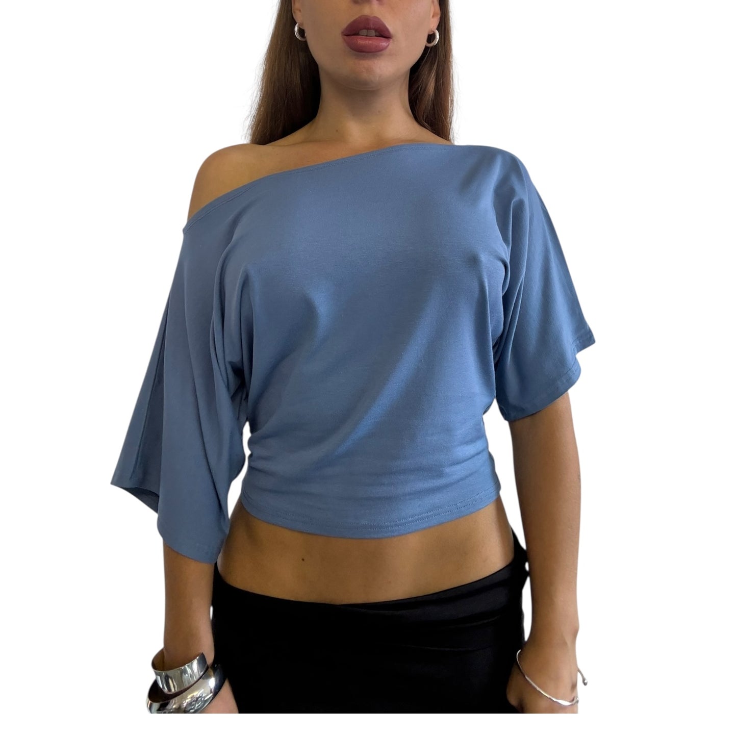 Remy Off Shoulder Top - Steel Blue