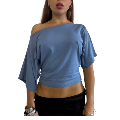 Remy Off Shoulder Top - Steel Blue