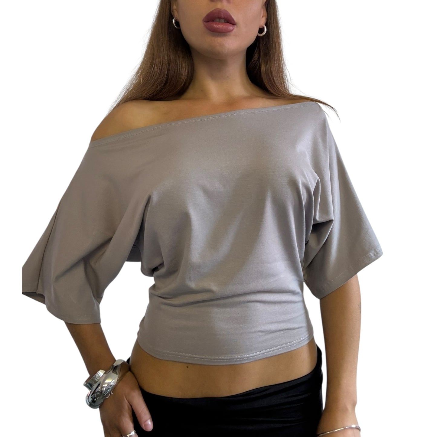 Remy Off Shoulder Top - Storm Grey