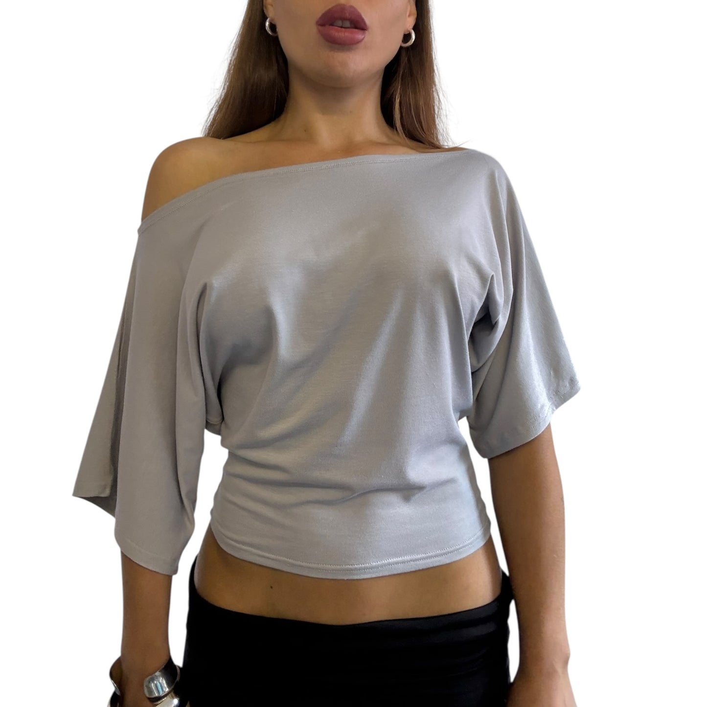 Remy Off Shoulder Top - Ice Grey