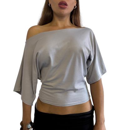 Remy Off Shoulder Top - Ice Grey