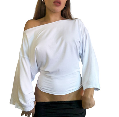 Remy Long Sleeved Off Shoulder Top - White