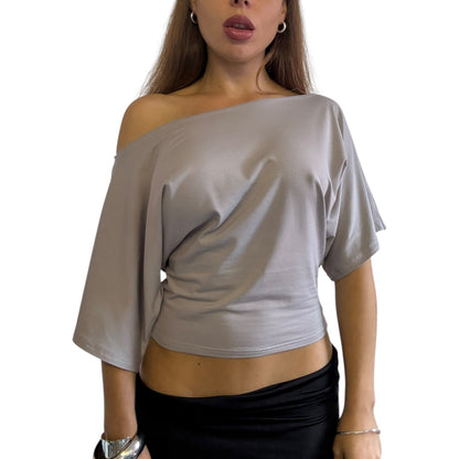 Remy Off Shoulder Top - Storm Grey