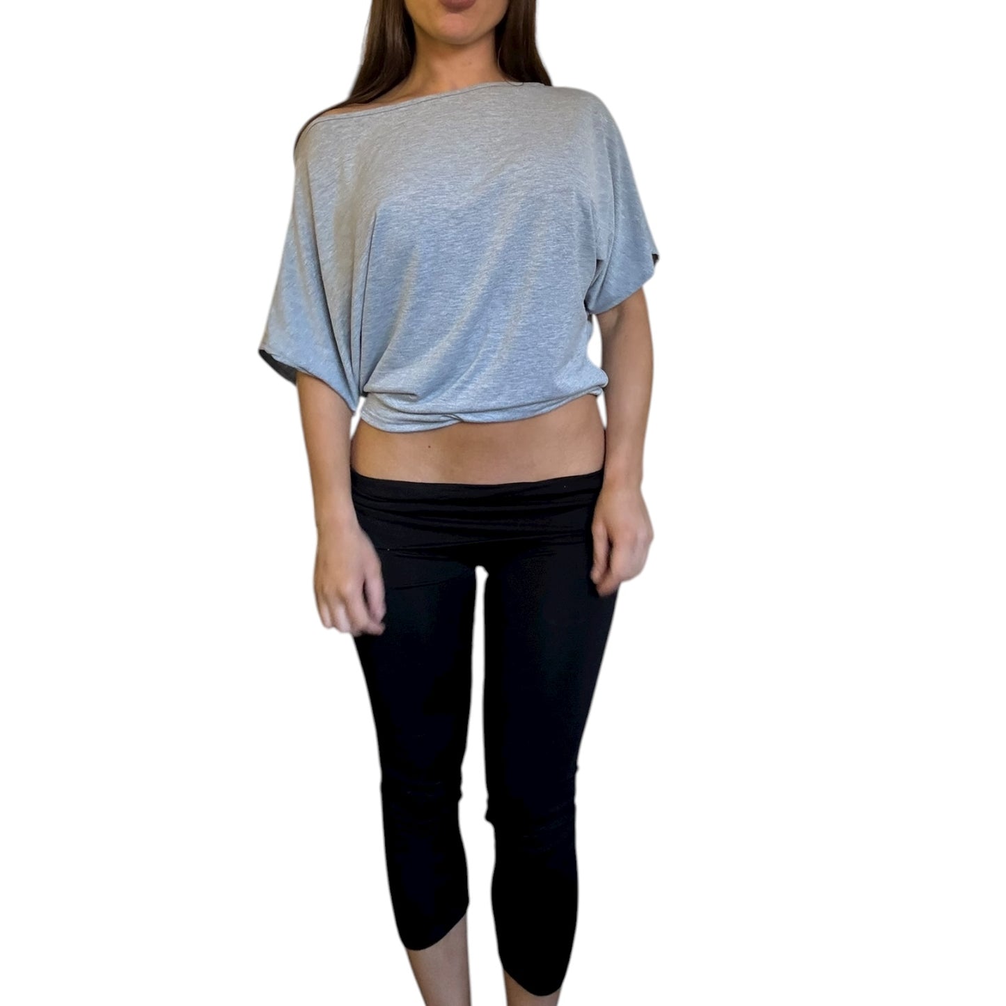 Demi Off Shoulder Top - Marl Grey
