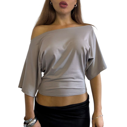 Remy Off Shoulder Top - Storm Grey