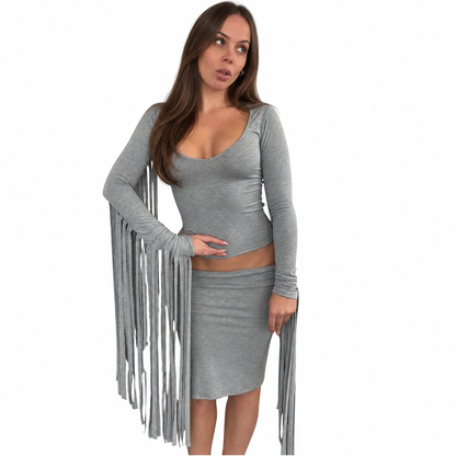 Simi Pencil Skirt  - Marl Grey