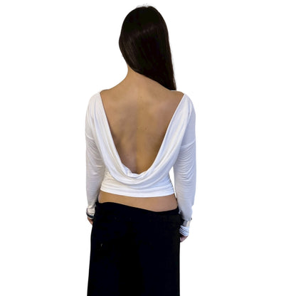 Zita Long Sleeved Top - White Sheer